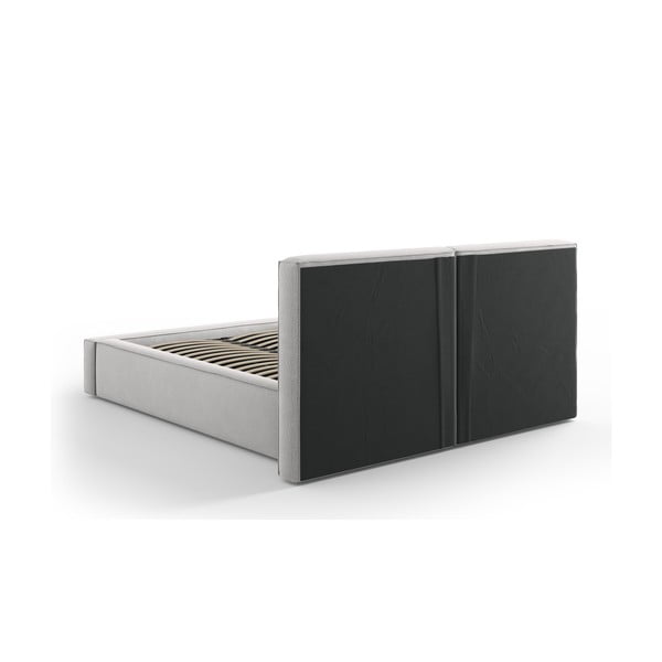 Világosszürke kárpitozott franciaágy tárolóhellyel, ágyráccsal 160x200 cm Arendal – Cosmopolitan Design-image-4