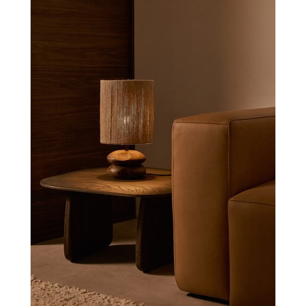 Sötét natúr színű akácfa asztali lámpa (magasság 43 cm) Kor – Kave Home-image-1