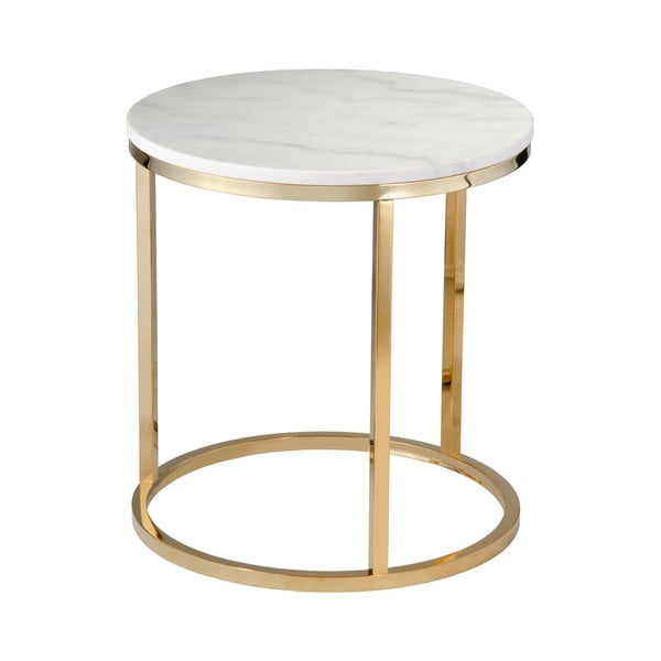Accent fehér márványasztal aranyszínű vázzal, ⌀ 50 cm - RGE