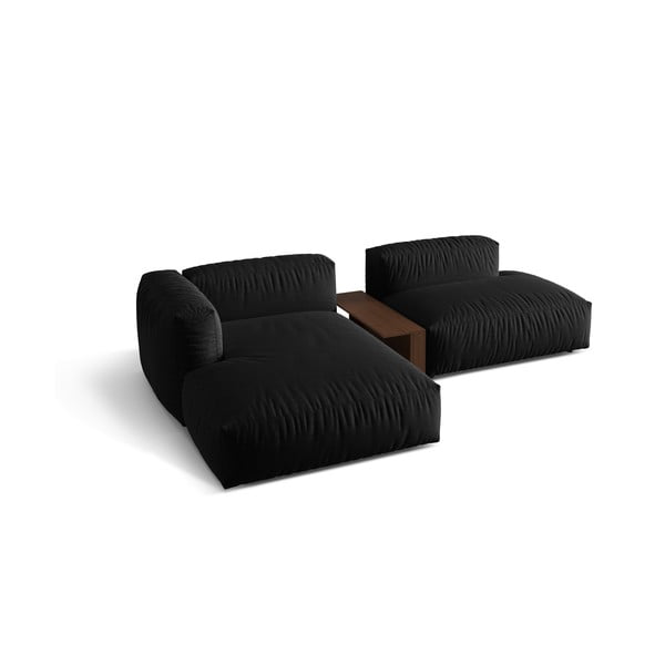 Fekete moduláris sarokkanapé (bal oldali) Martina – Micadoni Home-image-3