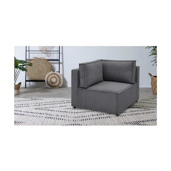 Sötétszürke kordbársony kanapé modul (variálható) Nihad modular – Bobochic Paris-image-1