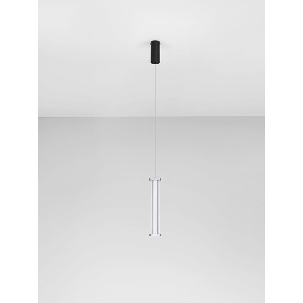 Matt fekete-matt ezüstszínű fém LED dimmelhető függőlámpa akrilüveg búrával ø 6 cm Pheme – Nova Luce-image-3