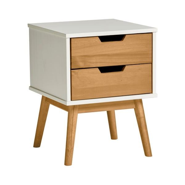 Baku barna-fehér éjjeliszekrény tömör borovi fenyőből - Marckeric-image-2