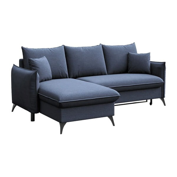 Kék kinyitható tárolóhelyes sarokkanapé (bal oldali-heverő résszel) Brim – Rodier-image-2