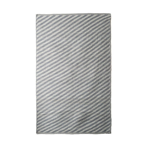 Diagonal szürke-bézs kézzel szőtt pamut szőnyeg, 100 x 120 cm - Pipsa