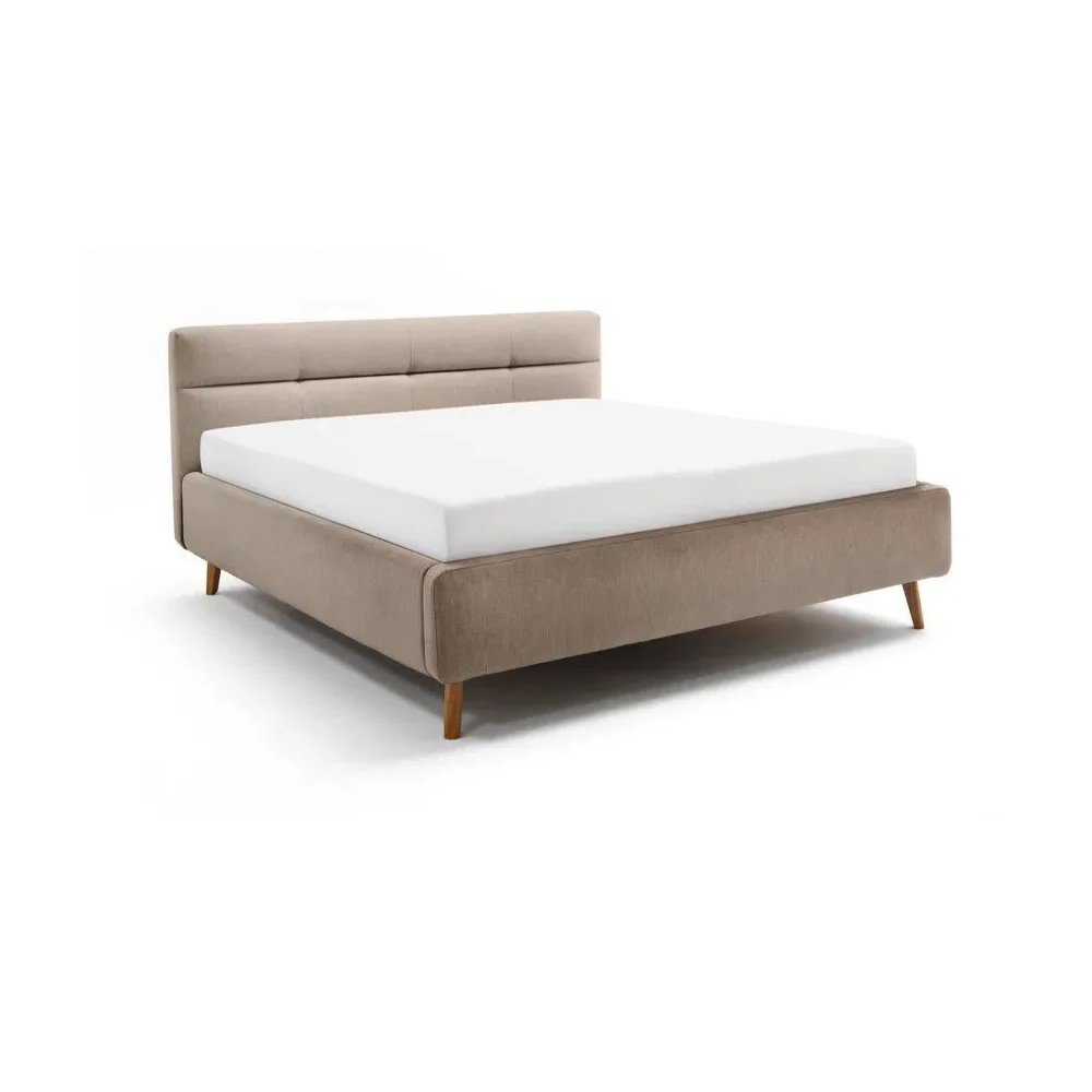 Bézs kárpitozott ágyneműtartós franciaágy ágyráccsal 180x200 cm Lotte – Meise Möbel