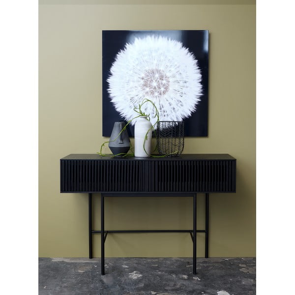 Oxford fekete tölgyfa konzolasztal fém lábakkal, hossz 120 cm - Canett-image-1