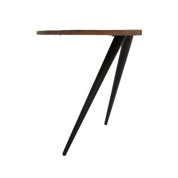 Fekete-sötétbarna kerek étkezőasztal akácfa asztallappal ø 120 cm Turi – Light & Living-image-3