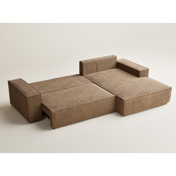 Világosbarna zsenília kinyitható-tárolóhelyes sarokkanapé (jobb oldali-heverő résszel) Maze – Maison de Rêve-image-4