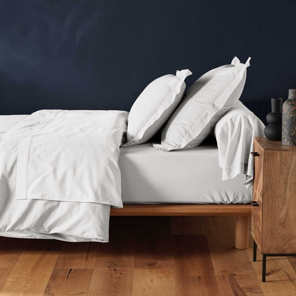 Fehér gumis pamut lepedő 160x200 cm Lina – douceur d'intérieur-image-1