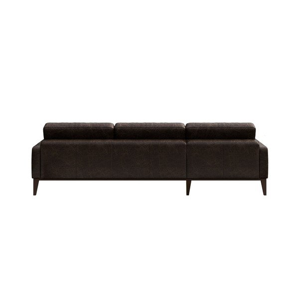 Musso Tufted sötétbarna bőr kanapé jobb oldali fekvőfotellel - MESONICA-image-3