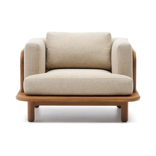 Bézs-natúr színű tömörfa kerti fotel Turqueta – Kave Home-image-2