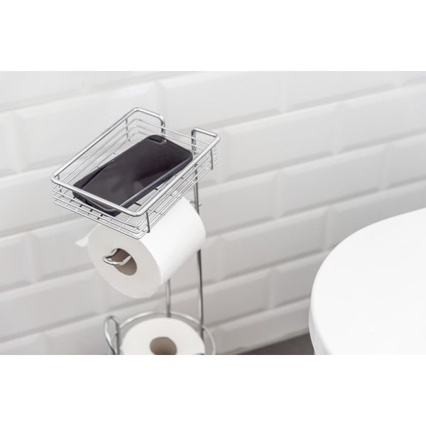 Ezüstszínű krómozott acél WC-papír tartó állvány – Wenko-image-3