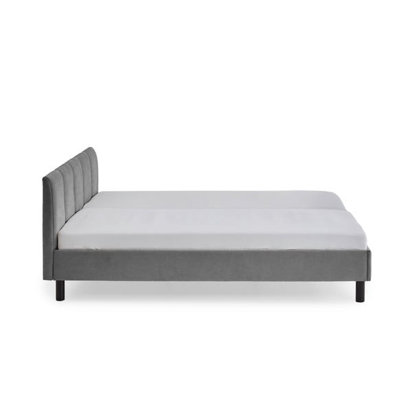 Szürke kárpitozott franciaágy ágyrács nélkül 180x200 cm Joker – Meise Möbel-image-3