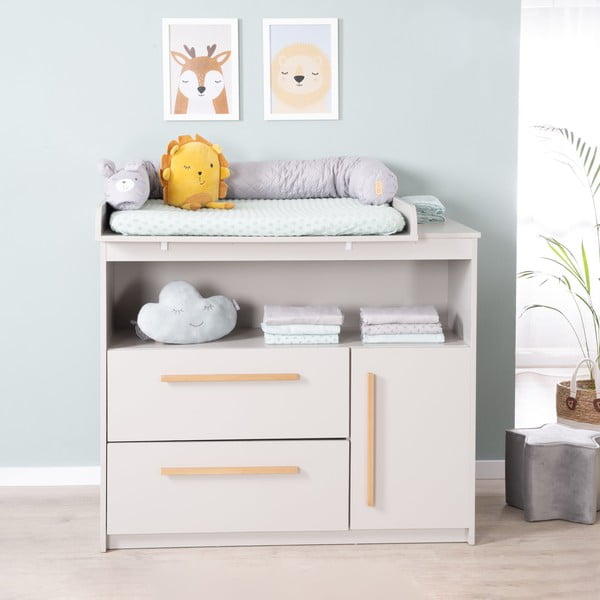 Világosszürke gyerek komód pelenkázó feltéttel 107x98x75 cm Lea – Roba-image-2