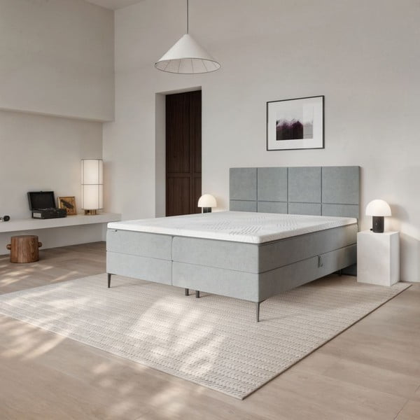 Szürke ágyneműtartós boxspring ágy 180x200 cm Bufo – MESONICA-image-1