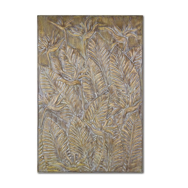 Leaf fali vésett kép sárgarézből, 118 x 79 cm - Santiago Pons