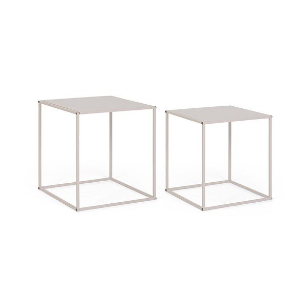 Bézs fém dohányzóasztal szett 2 db-os 38x38 cm Alrik – Yes Everyday-image-2