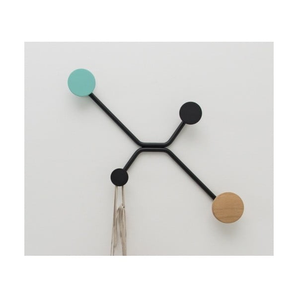 Hook fekete fali akasztó, mentazöld részletekkel - Gazzda-image-3