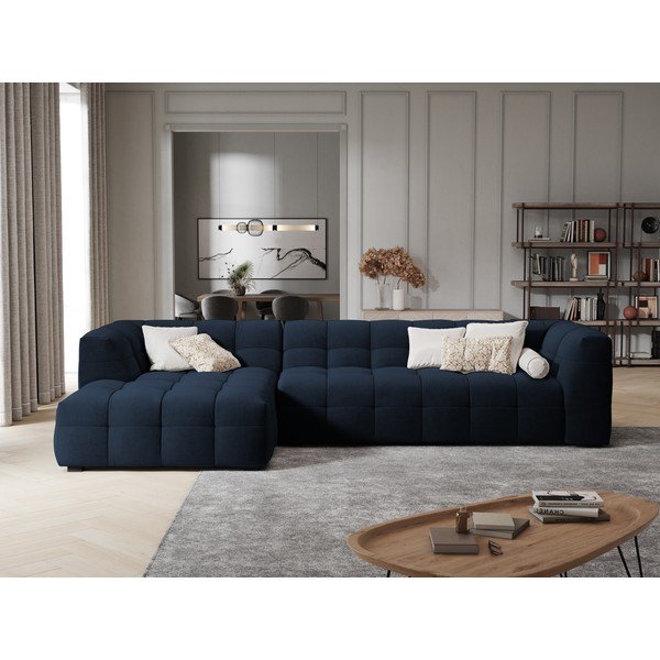 Vesta kék bársony kanapé, bal oldali - Windsor & Co Sofas-image-1