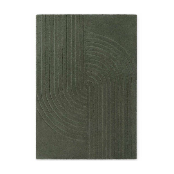 Sötétzöld kézi szövésű gyapjú szőnyeg 80x150 cm Arcura – Vikosa