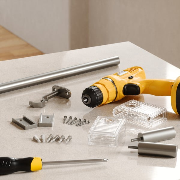 Matt ezüstszínű acél bővíthető függönykarnis 107 - 305 cm Flute – Umbra-image-1