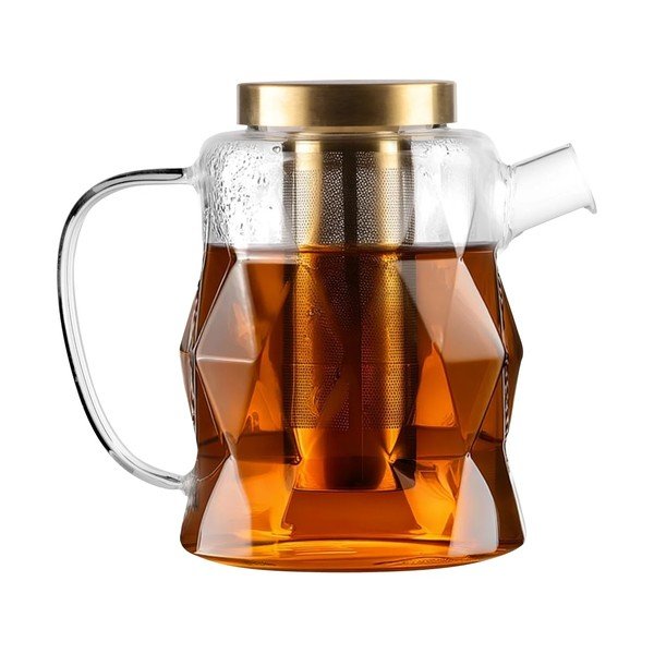 Aranyszínű üveg teáskanna szűrővel 1,3 l Geo – Vialli Design
