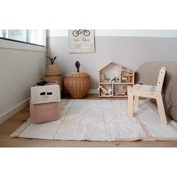 Rózsaszín-krémszínű mosható kézi szövésű pamut szőnyeg 90x130 cm Lanes Vintage Nude – Lorena Canals-image-1