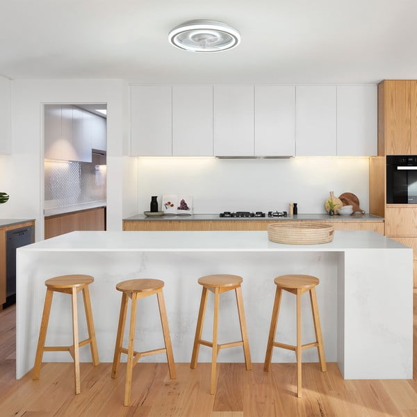 Fehér LED mennyezeti lámpa távirányítóval, ventilátorral Alan – SULION-image-2