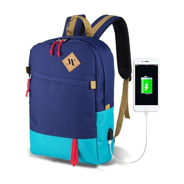 FREEDOM Smart Bag kék-türkiz hátizsák USB csatlakozóval - My Valice