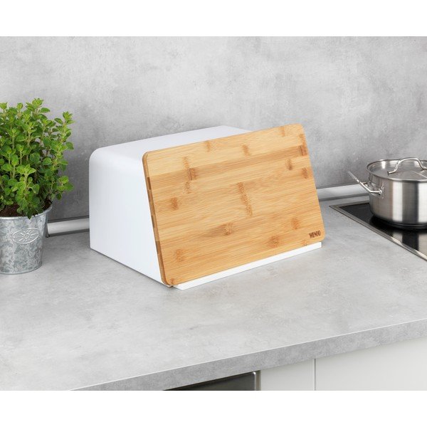Kubo fehér kenyértartó bambusz fedéllel - Wenko-image-4