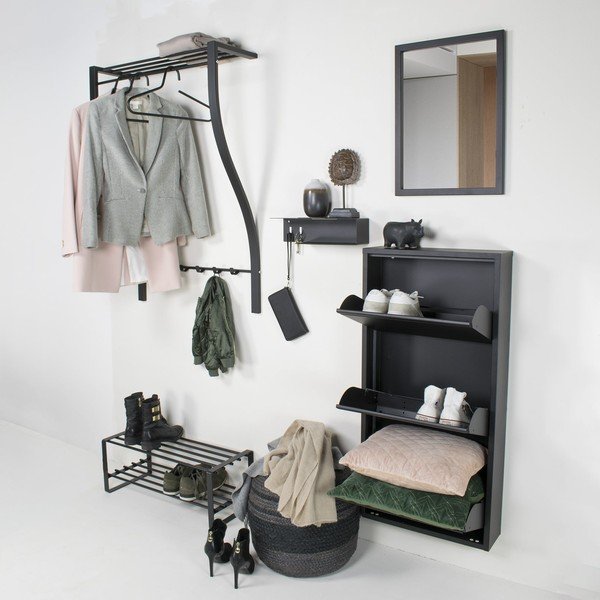 Ezüstszínű fém fali fogas polccal 75 cm Carve – Spinder Design-image-1