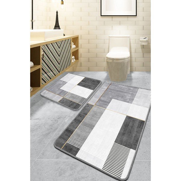 Szürke fürdőszobai kilépő szett 2 db-os 60x100 cm Pendor – Foutastic-image-1