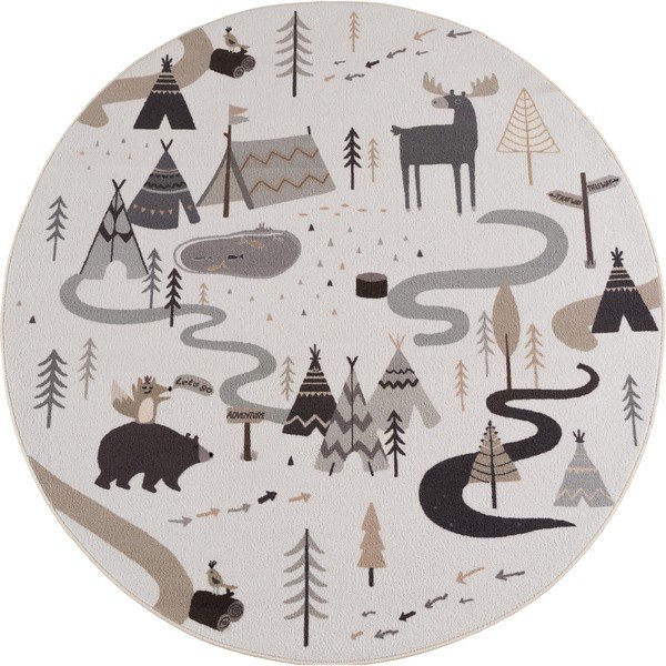 Krémszínű mosható gyerek szőnyeg ø120 cm Coco 1135 – Ayyildiz Carpets