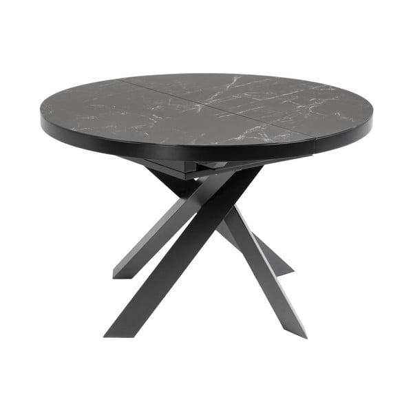 Fekete kerek bővíthető étkezőasztal kerámia asztallappal ø 160 cm Vashti – Kave Home