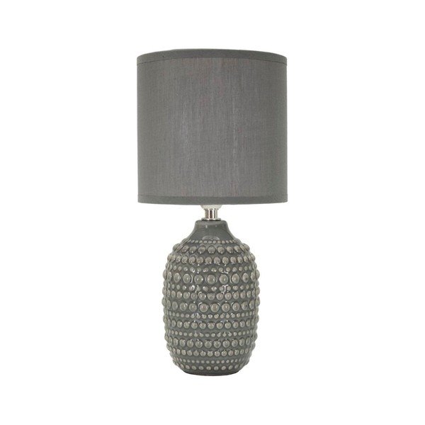 Szürke kerámia asztali lámpa textil búrával (magasság 30,5 cm) Points – Mauro Ferretti
