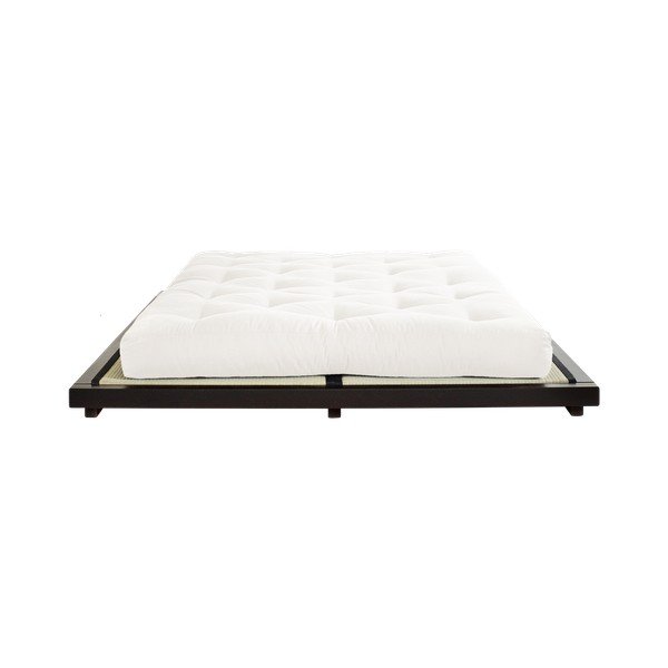 Dock Comfort Mat Black/Natural borovi fenyőfa franciaágy matraccal és tatamival, 140 x 200 cm - Karup Design