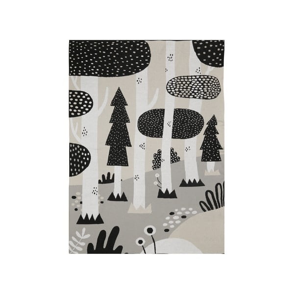 Magic Forest fekete-szürke pamut gyerek ágytakaró, 100 x 150 cm - Södahl