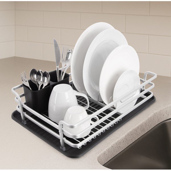 Fekete-fehér fém edényszárító 43x32 cm Deluxe – Orion-image-1