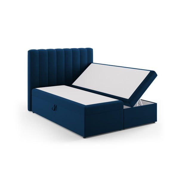 Sötétkék boxspring ágy tárolóhellyel 160x200 cm Gina – Milo Casa-image-2