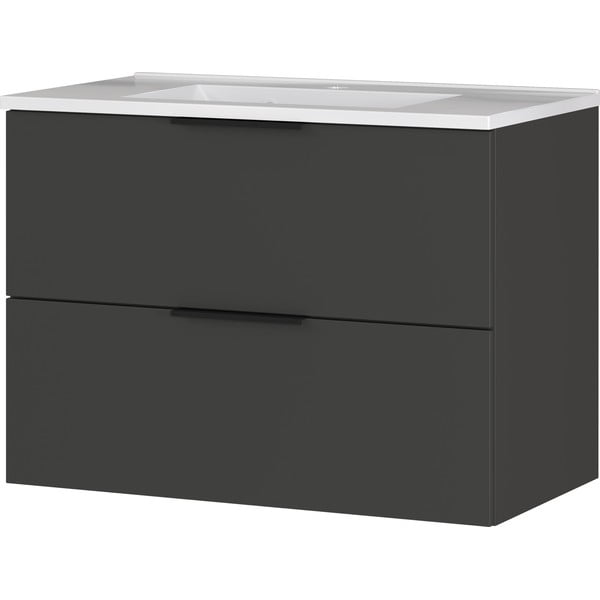 Antracitszürke alacsony fali szekrény mosdókagylóval 81x61 cm Crandon – Germania-image-2