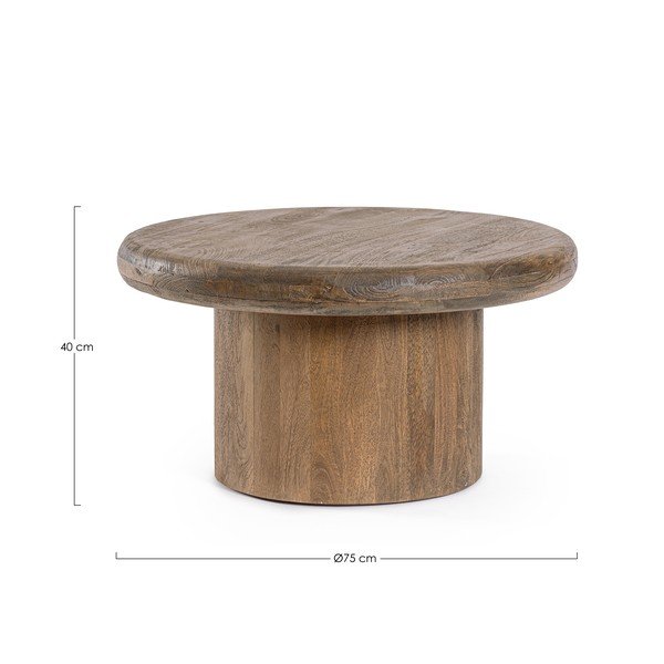 Sötét natúr színű mangófa kerek dohányzóasztal ø 75 cm Lopez – Bizzotto-image-3