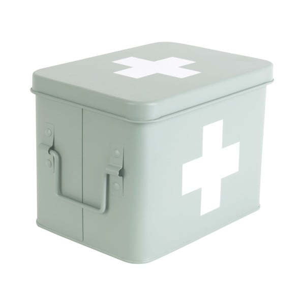 Medicine mentazöld fém gyógyszeres doboz, szélesség 21,5 cm - PT LIVING