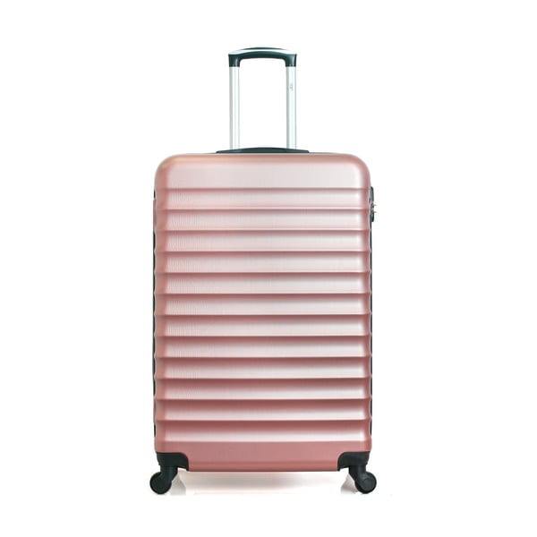 Meropi roséarany színű gurulós bőrönd, 60 l - Hero