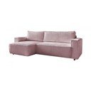 Rózsaszín kordbársony kinyitható sarokkanapé (variálható) Nihad – Bobochic Paris