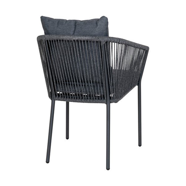 Sötétszürke fém-párnázott kerti szék Salerno – House Nordic-image-4