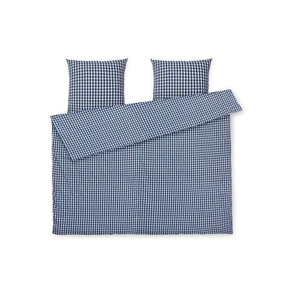 Fehér-sötétkék kétszemélyes-hosszabbított krepp ágyneműhuzat 200x220 cm Bæk&Bølge – JUNA