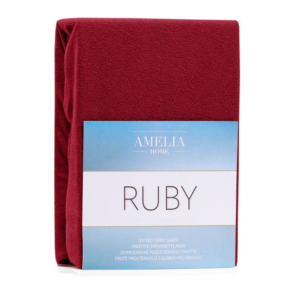 Ruby Dark Red sötét piros kétszemélyes gumis lepedő, 200-220 x 200 cm - AmeliaHome-image-1