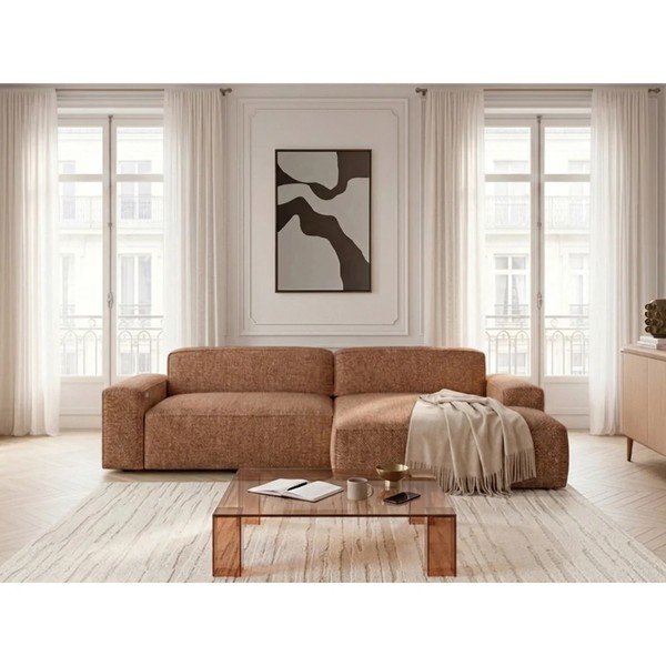 Narancssárga kinyitható-elektromos ülésállítással sarokkanapé (jobb oldali) Abel – Bobochic Paris-image-1