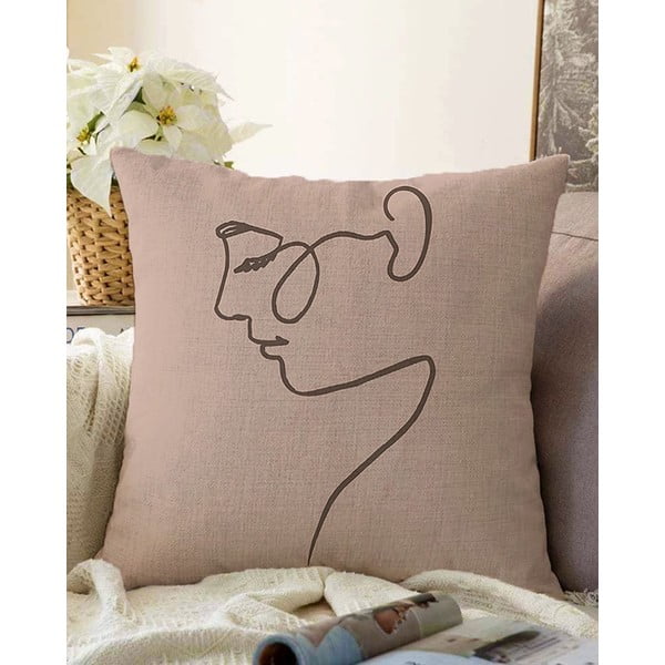 Portrait bézs pamut keverék párnahuzat, 55 x 55 cm - Minimalist Cushion Covers